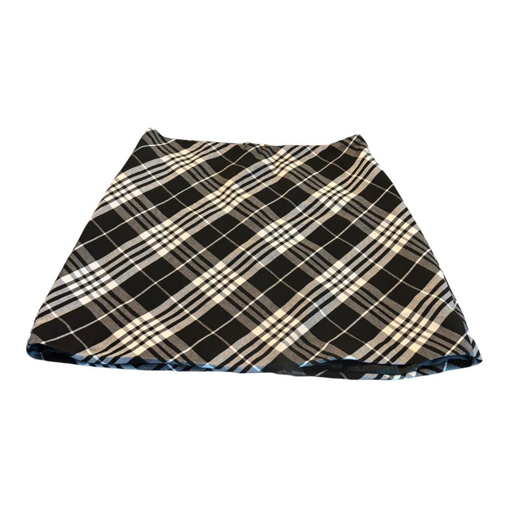 AMISU Black & White Plaid A-Line Skirt Size 12